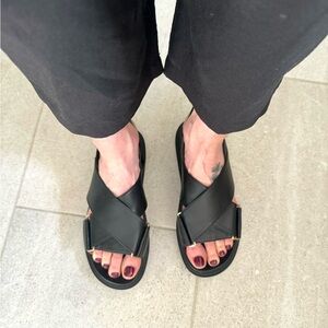 Ducie London black leather sandals